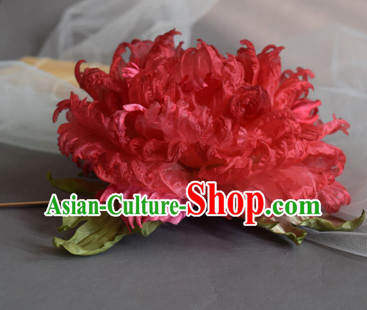Chinese Traditional Tang Dynasty Hair Accessories Handmade Ancient Imperial Concubine Red Peony Hairpin