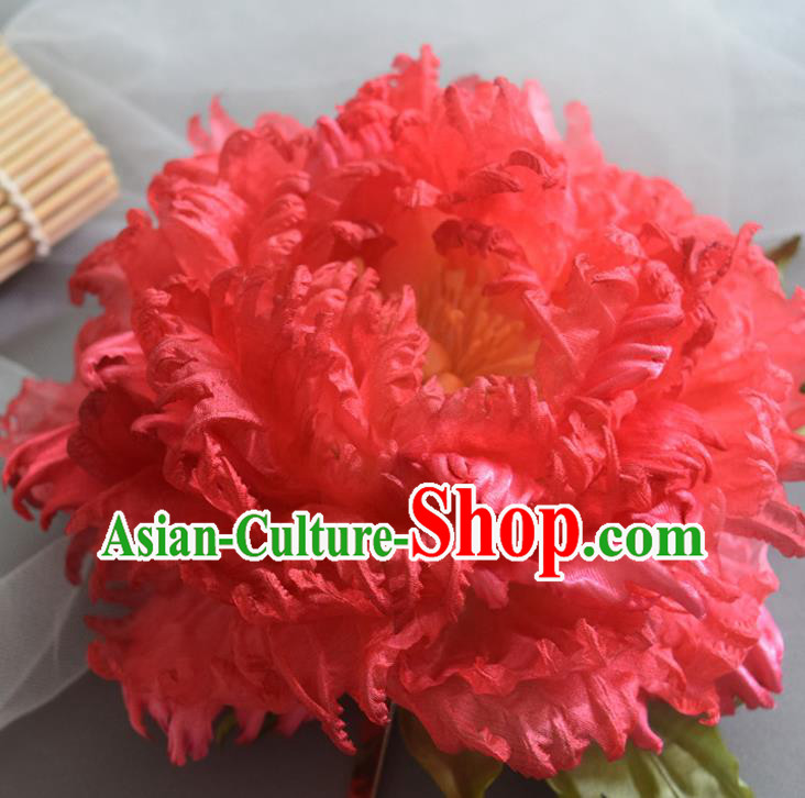 Chinese Traditional Tang Dynasty Hair Accessories Handmade Ancient Imperial Concubine Red Peony Hairpin