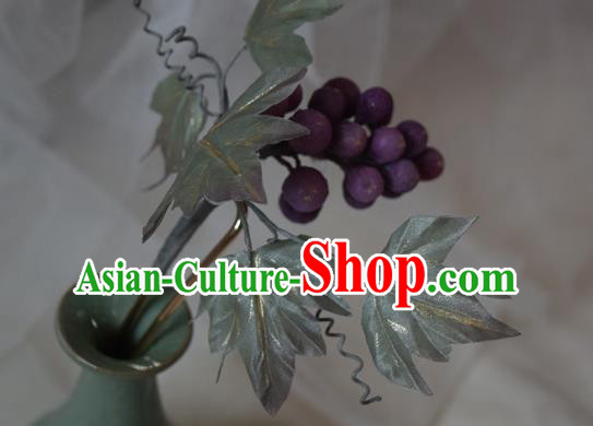 Chinese Handmade Hair Accessories Cheongsam Purple Grape Hairpin Traditional Hanfu Hair Stick