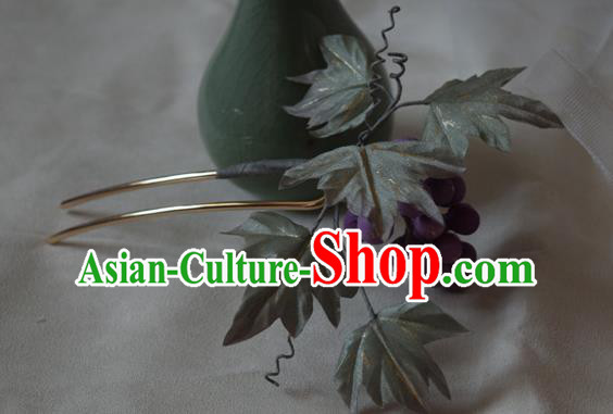 Chinese Handmade Hair Accessories Cheongsam Purple Grape Hairpin Traditional Hanfu Hair Stick