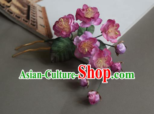 Chinese Handmade Hair Accessories Cheongsam Pink Silk Begonia Hairpin Traditional Hanfu Hair Stick
