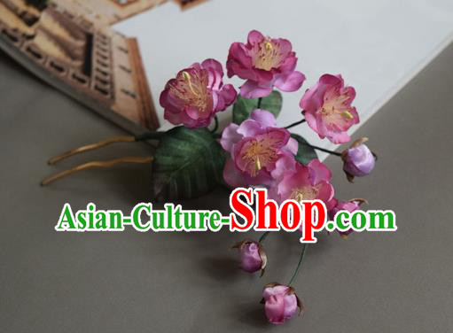 Chinese Handmade Hair Accessories Cheongsam Pink Silk Begonia Hairpin Traditional Hanfu Hair Stick