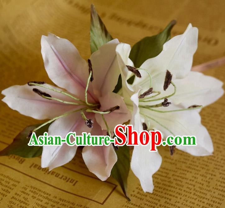 Chinese Traditional Hanfu Hair Stick Handmade Ancient Princess Lily Flowers Hairpin
