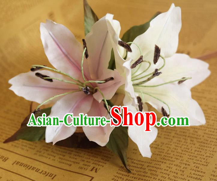 Chinese Traditional Hanfu Hair Stick Handmade Ancient Princess Lily Flowers Hairpin