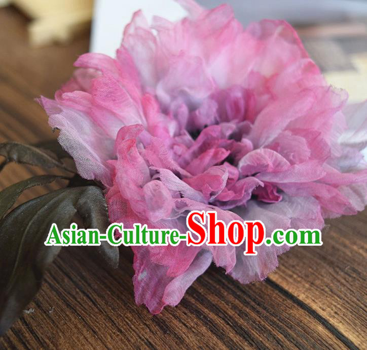 Chinese Traditional Hanfu Purple Peony Hair Stick Handmade Ancient Court Woman Hairpin