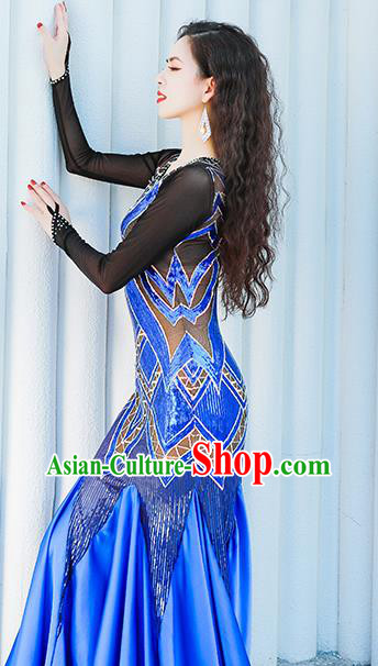 Asian Oriental Dance Royalblue Fishtail Dress India Traditional Belly Dance Clothing