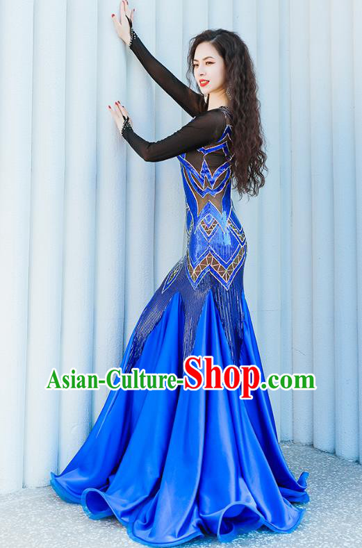 Asian Oriental Dance Royalblue Fishtail Dress India Traditional Belly Dance Clothing
