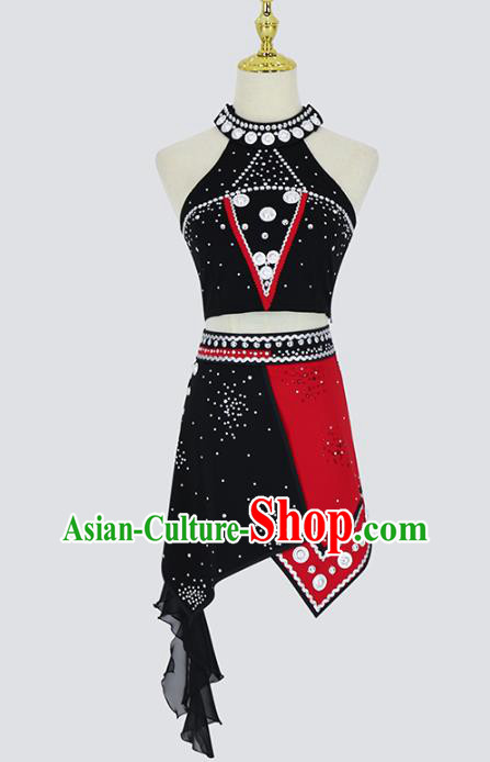 China Traditional Ethnic Dance Competition Clothing Wa Nationality Folk Dance Costumes