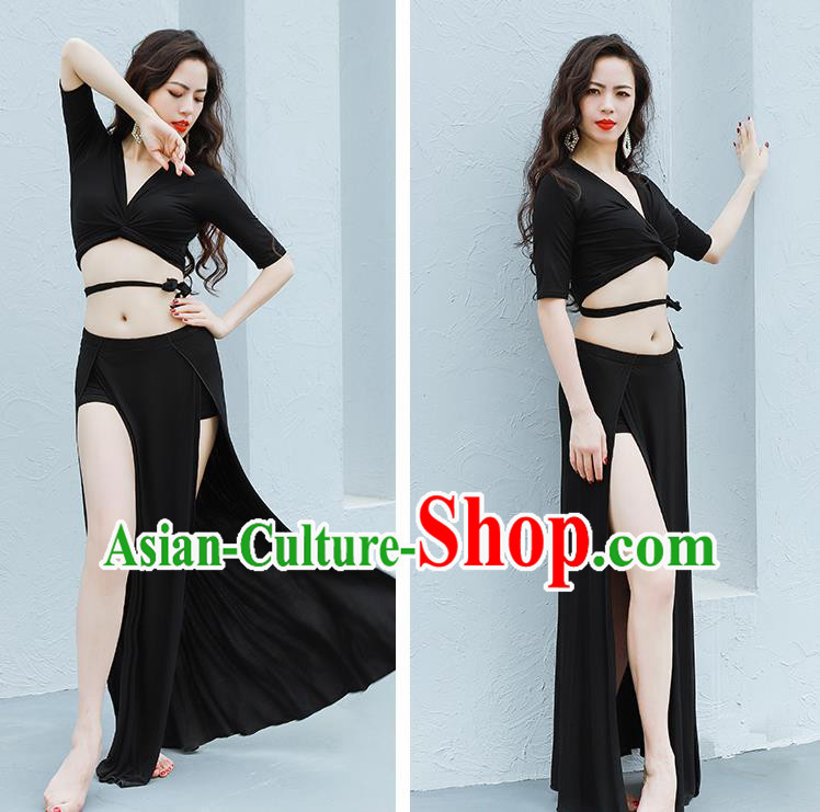 Traditional Indian Belly Dance Costume Bollywood Raks Sharki Training Black Uniforms