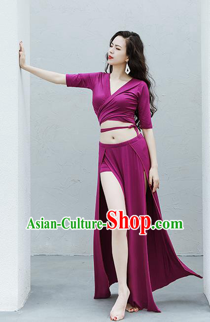Traditional Bollywood Raks Sharki Training Purple Uniforms Indian Belly Dance Costume
