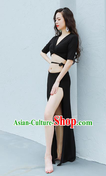 Traditional Indian Belly Dance Costume Bollywood Raks Sharki Training Black Uniforms