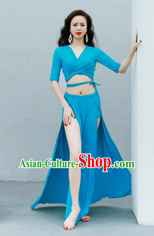 Traditional Asian Oriental Dance Raks Sharki Training Blue Uniforms Indian Belly Dance Woman Costume
