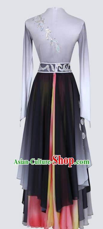 China Traditional Mongolian Ethnic Folk Dance Clothing Mongol Nationality Grey Dress Outfits