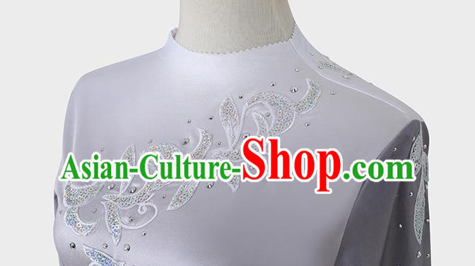 China Traditional Mongolian Ethnic Folk Dance Clothing Mongol Nationality Grey Dress Outfits