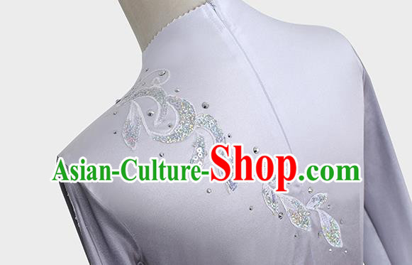 China Traditional Mongolian Ethnic Folk Dance Clothing Mongol Nationality Grey Dress Outfits