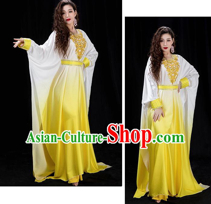 Indian Belly Dance Performance Yellow Dress Traditional Asian Oriental Dance Khaliji Costumes