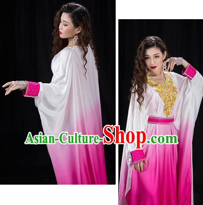 Traditional Asian Oriental Dance Khaliji Costumes Indian Belly Dance Performance Rosy Dress