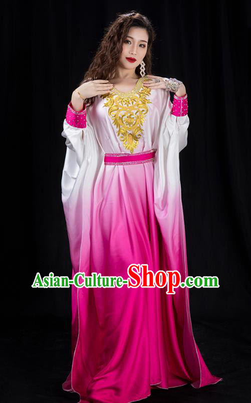 Traditional Asian Oriental Dance Khaliji Costumes Indian Belly Dance Performance Rosy Dress