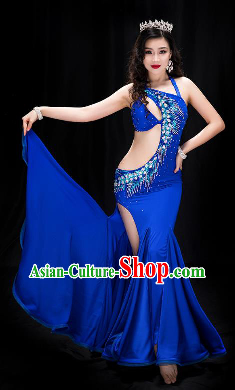 Indian Belly Dance Royalblue Fishtail Dress Traditional Asian Oriental Dance Performance Clothing