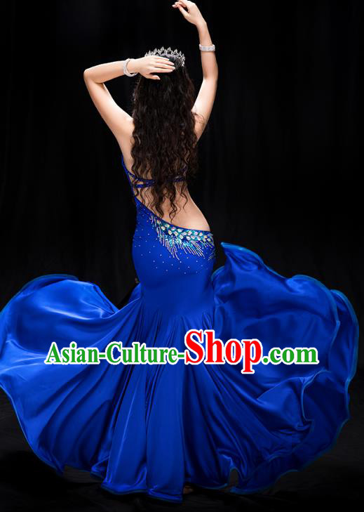 Indian Belly Dance Royalblue Fishtail Dress Traditional Asian Oriental Dance Performance Clothing