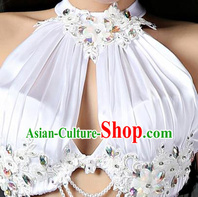 Asian Oriental Dance Bra and Fishtail Skirt Clothing Traditional Indian Belly Dance Sexy White Outfits