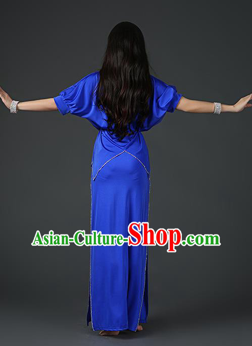 Asian Stage Performance Clothing Oriental Dance Bra Blouse and Skirt Traditional Indian Belly Dance Royalblue Outfits