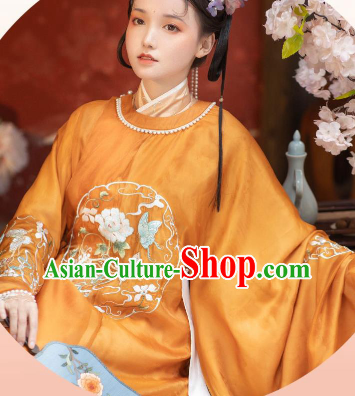 China Traditional Ming Dynasty Embroidered Historical Clothing Ancient Noble Lady Hanfu Dress Apparels