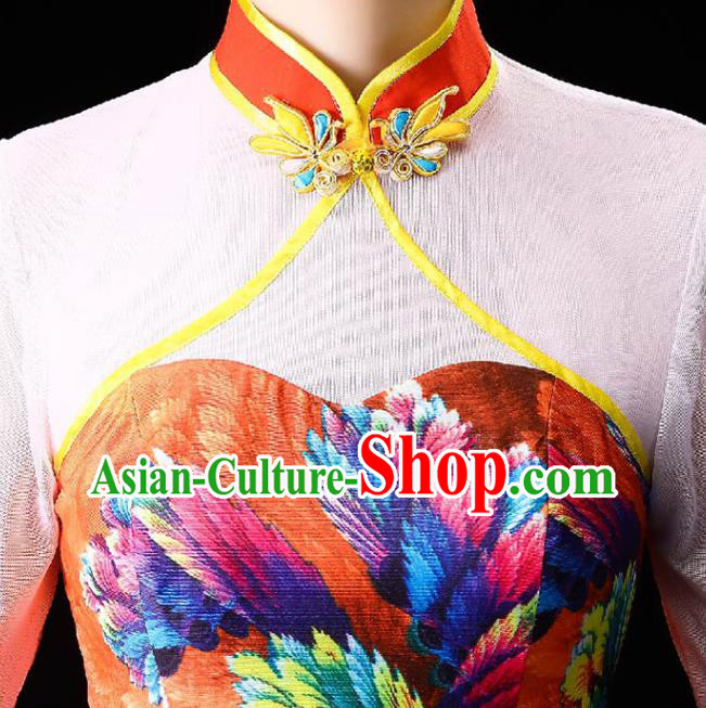 China Opening Dance Red Dress Classical Dance Clothing Chorus Group Costume