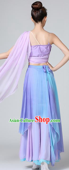 Chinese Yunnan Ethnic Female Performance Clothing Traditional Dai Nationality Folk Dance Lilac Dress