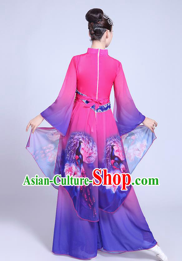 China Fan Dance Costume Spring Festival Gala Yangko Dance Purple Outfits Folk Dance Clothing