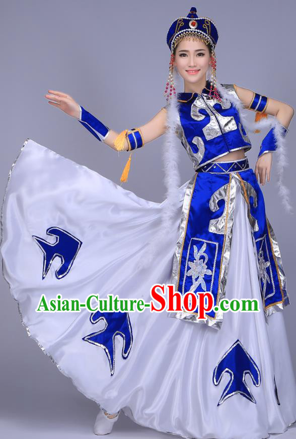 Chinese Traditional Mongolian Nationality Bride Clothing Mongol Ethnic Folk Dance Wedding Dress