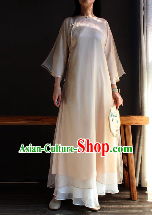 China Classical Dance Cheongsam National Women Zen Clothing Qipao Dress