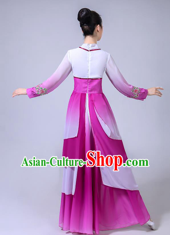 Chinese Ethnic Folk Dance Purple Dress Outfits Traditional Korean Nationality Dance Clothing