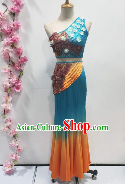 Chinese Traditional Dai Nationality Peacock Dance Dress Yunnan Ethnic Performance Clothing