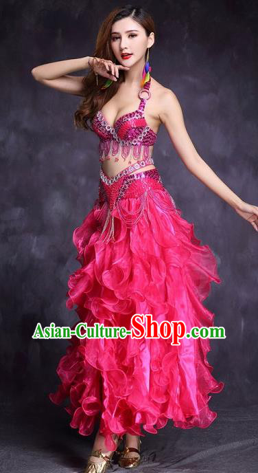 Indian Traditional Belly Dance Stage Performance Sexy Rosy Uniforms Asian India Raks Sharki Clothing