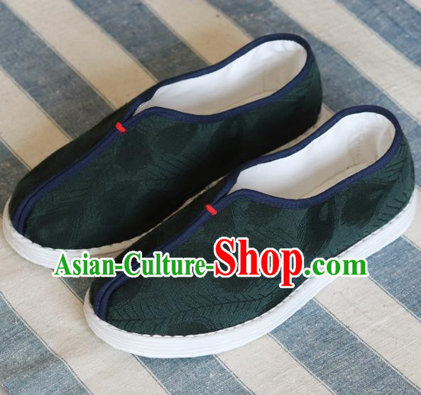 China Handmade Atrovirens Cloth Shoes National Woman Shoes
