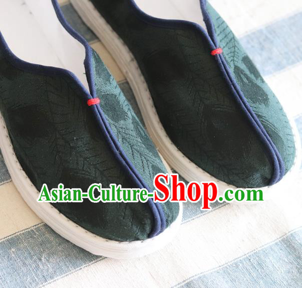 China Handmade Atrovirens Cloth Shoes National Woman Shoes