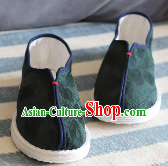 China Handmade Atrovirens Cloth Shoes National Woman Shoes