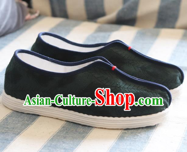 China Handmade Atrovirens Cloth Shoes National Woman Shoes