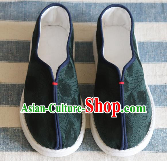 China Handmade Atrovirens Cloth Shoes National Woman Shoes