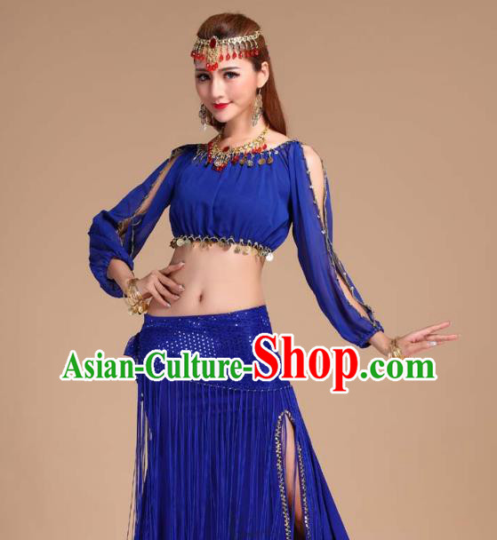 Indian Traditional Oriental Dance Belly Dance Royalblue Skirt Outfits Asian India Raks Sharki Clothing