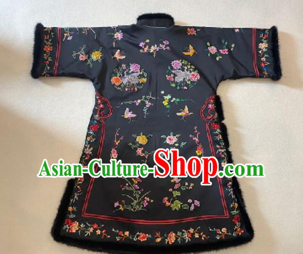 Chinese Winter Costume National Women Cotton Wadded Coat Embroidered Slant Opening Jacket
