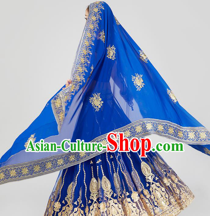 Asian Indian Court Queen Costumes India Traditional Embroidered Lehenga Royalblue Dress Clothing