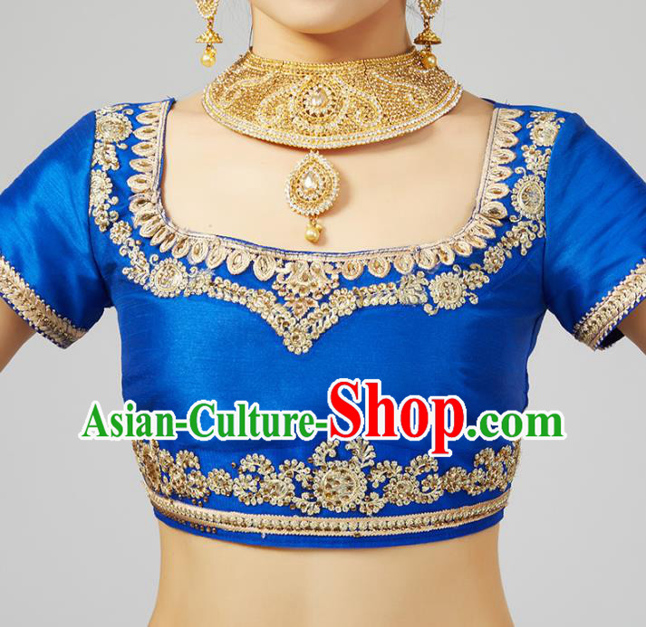 Asian Indian Court Queen Costumes India Traditional Embroidered Lehenga Royalblue Dress Clothing