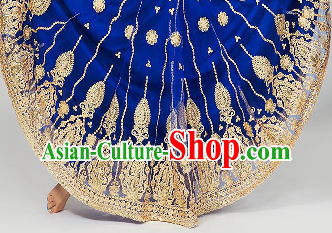 Asian Indian Court Queen Costumes India Traditional Embroidered Lehenga Royalblue Dress Clothing