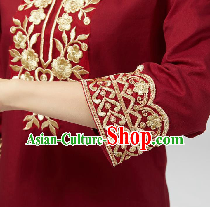 India Traditional Wine Red Punjab Clothing Asian Indian Female Dance Costumes