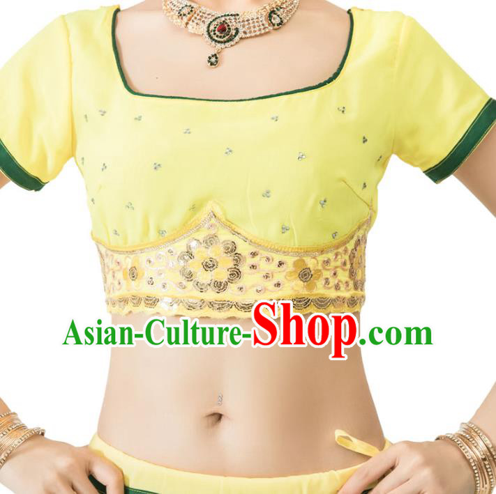 Indian Traditional Lehenga Clothing Yellow Top and Skirt Asian India Bollywood Dance Clothing