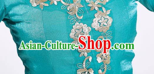 Indian Stage Performance Costumes Court Dance Blue Blouse and Skirt Asian India Traditional Embroidered Lehenga Clothing