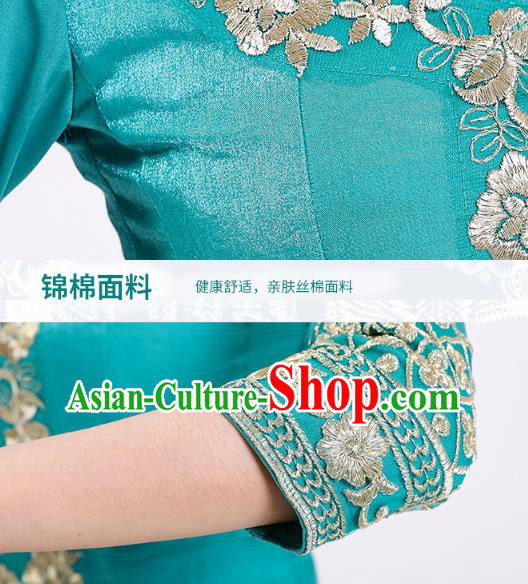 Indian Stage Performance Costumes Court Dance Blue Blouse and Skirt Asian India Traditional Embroidered Lehenga Clothing