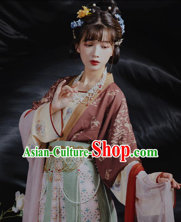 China Ancient Palace Lady Hanfu Dress Traditional Tang Dynasty Royal Princess Historical Clothing